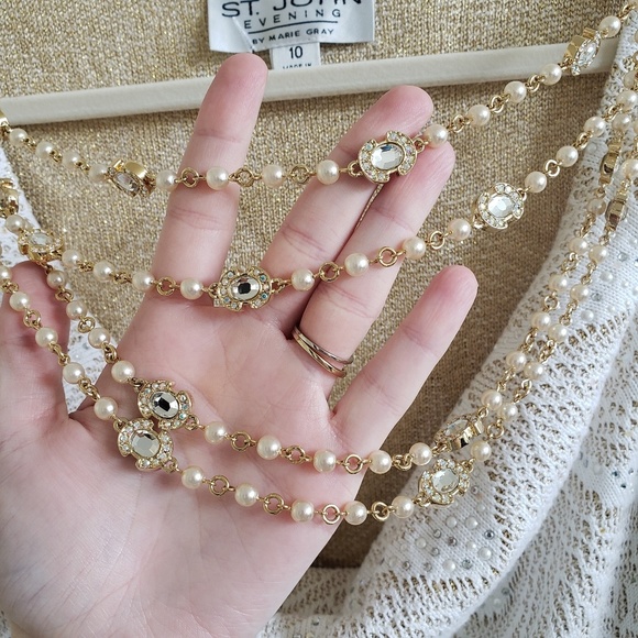 NWOT St. John Evening Off White Ivory Dress Gown - Picture 3 of 8